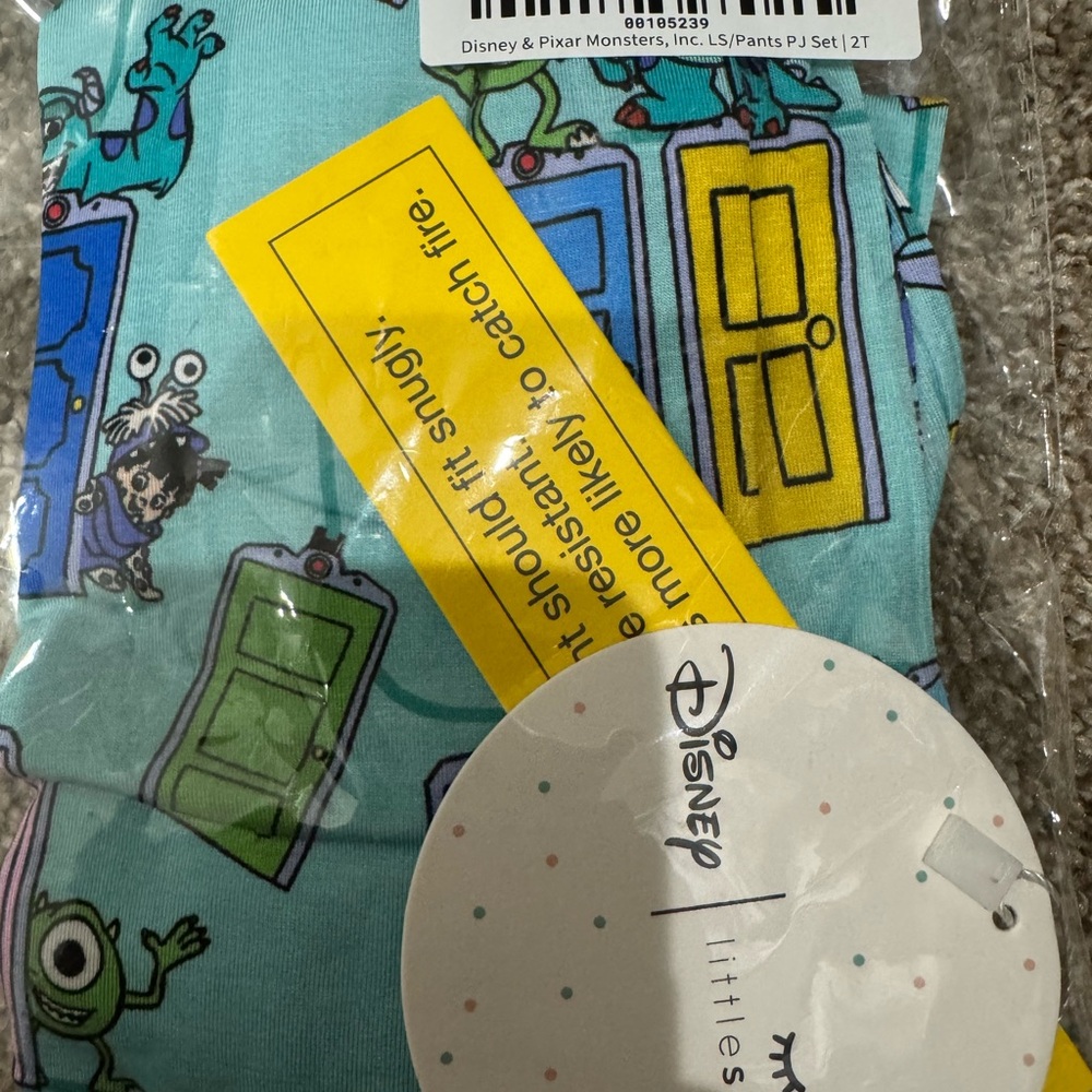 Little sleepies monsters inc long sleeve set 2t - Picture 2 of 3